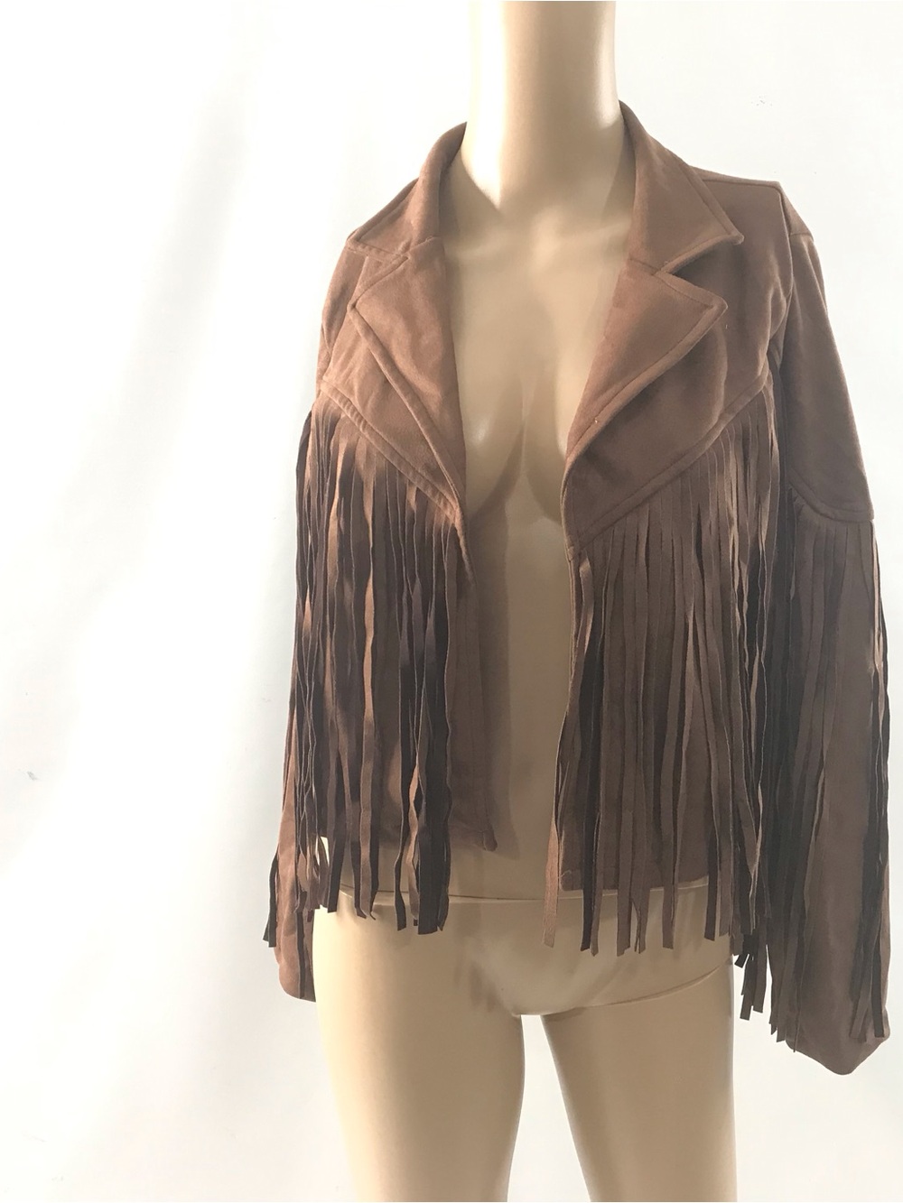 New Women's Size M Western Fringe Faux Suede Fashion Jacket Boho Cowboy Brown - Picture 2 of 9